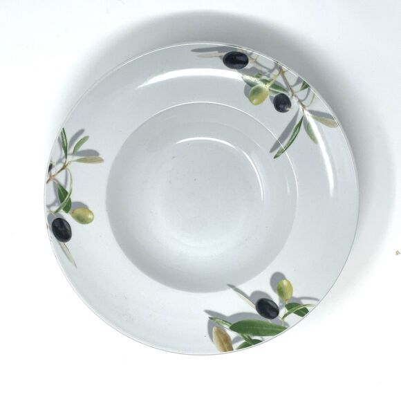 Gibson Meritage Wide Rim Serving Bowl Olive Pattern 12" Fine Ceramic - Picture 1 of 5
